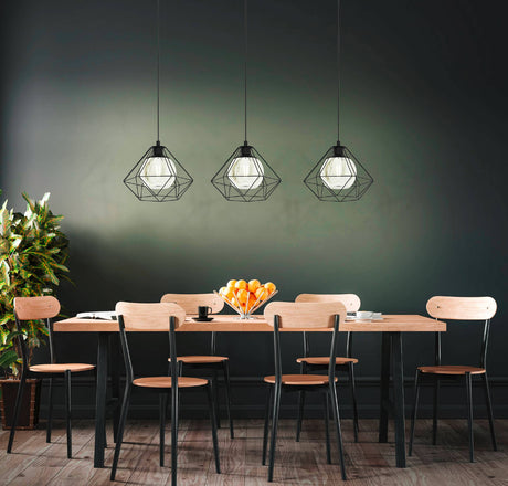 Eglo EU VERNHAM Pendant Ceiling Light – Black Steel with Smoked Glass Shades, E27, Height Adjustable, Indoor Lighting