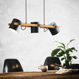 Eglo EU Hornwood Retro Wood And Black Steel 3-Light Pendant