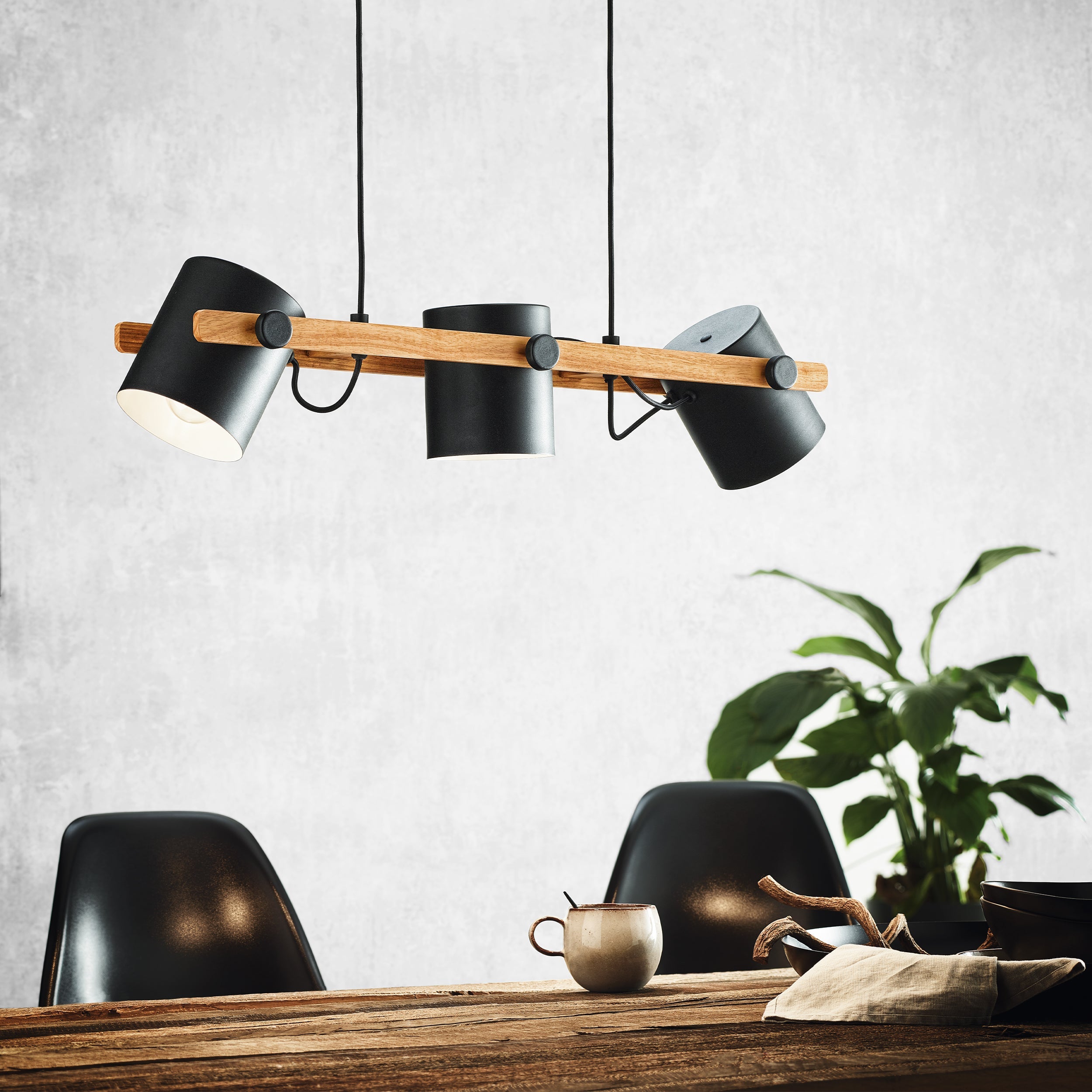 Eglo EU Bazely 3 Steel Black Modern 3-Light Pendant