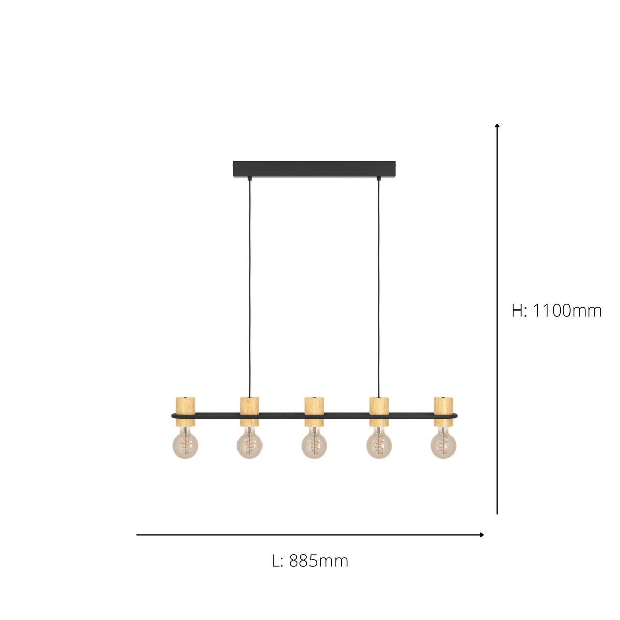 Eglo EU Chieveley 5 Set Pendant E27 Black Wood