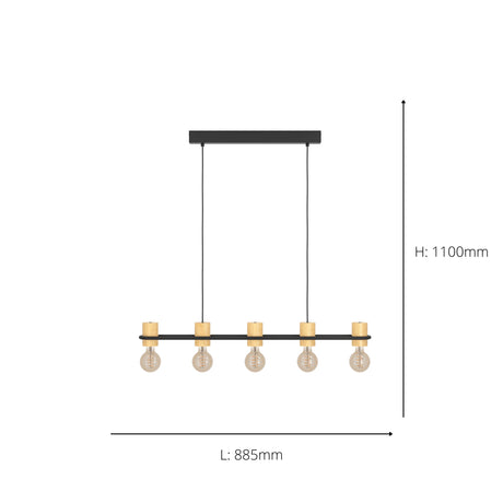 Eglo EU Chieveley 5 Set Pendant E27 Black Wood
