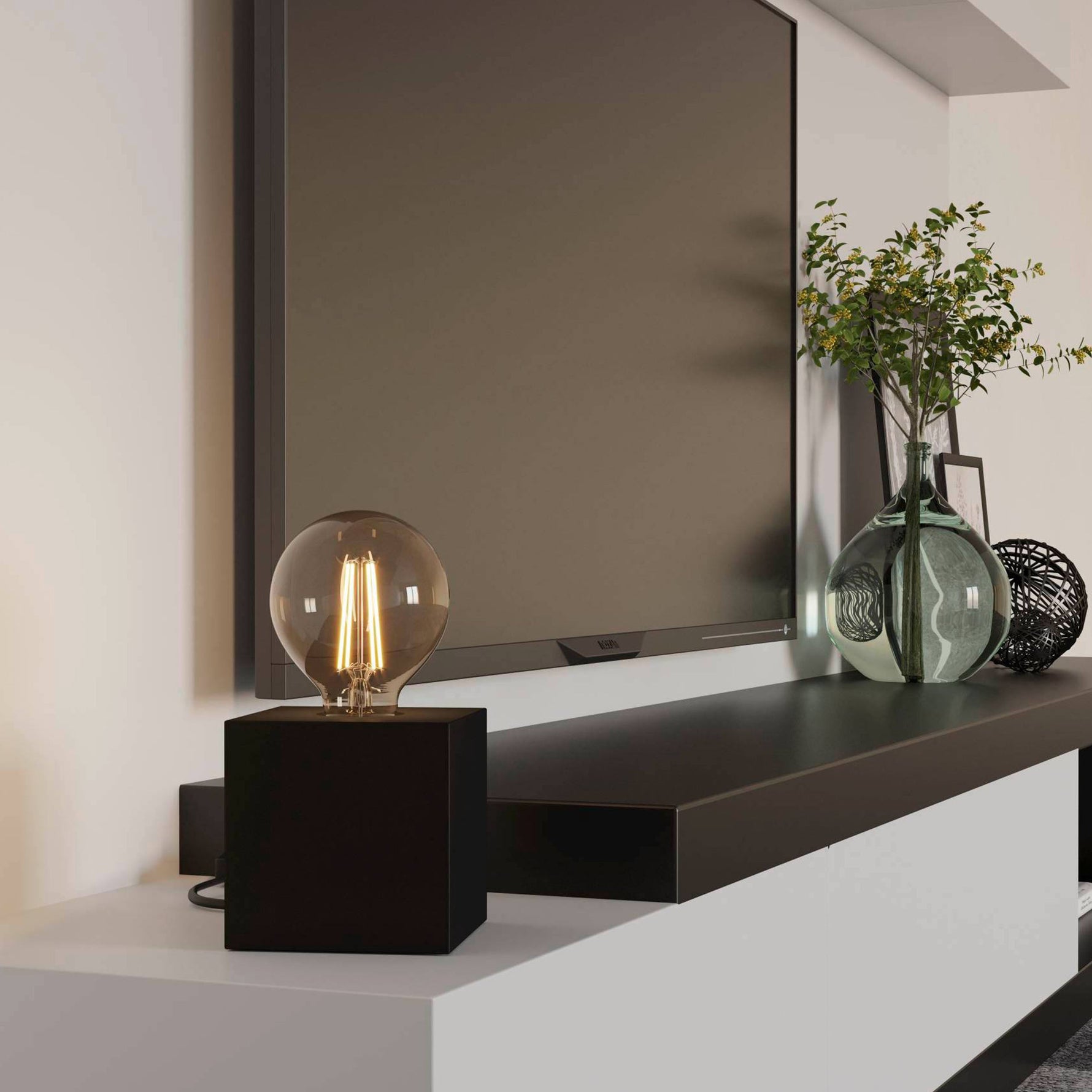 Eglo EU Rosley Black Steel & Natural Linen Fabric Minimalist Single Spotlight product image - Endon Lighting from First Light Direct with great prices and fast UK delivery