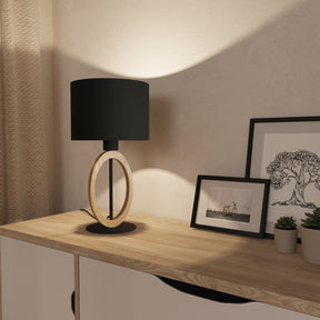Eglo EU Basildon 1 Table Lamp Wood/Black