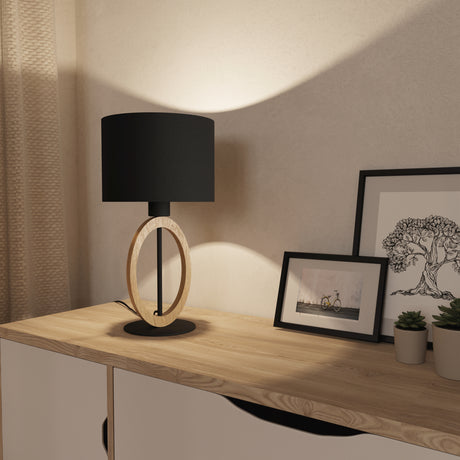 Eglo EU Basildon 1 Table Lamp Wood/Black