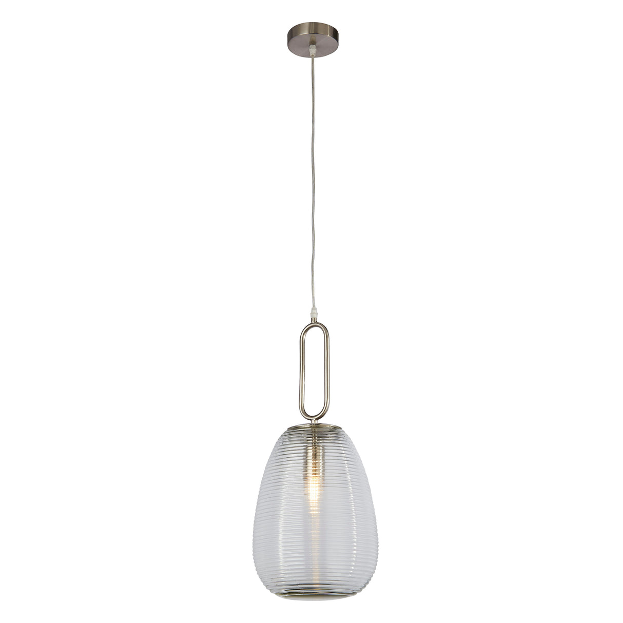 Elixir Pendant - Satin Nickel Metal & Ribbed Glass