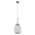 Elixir Pendant - Satin Nickel Metal & Ribbed Glass