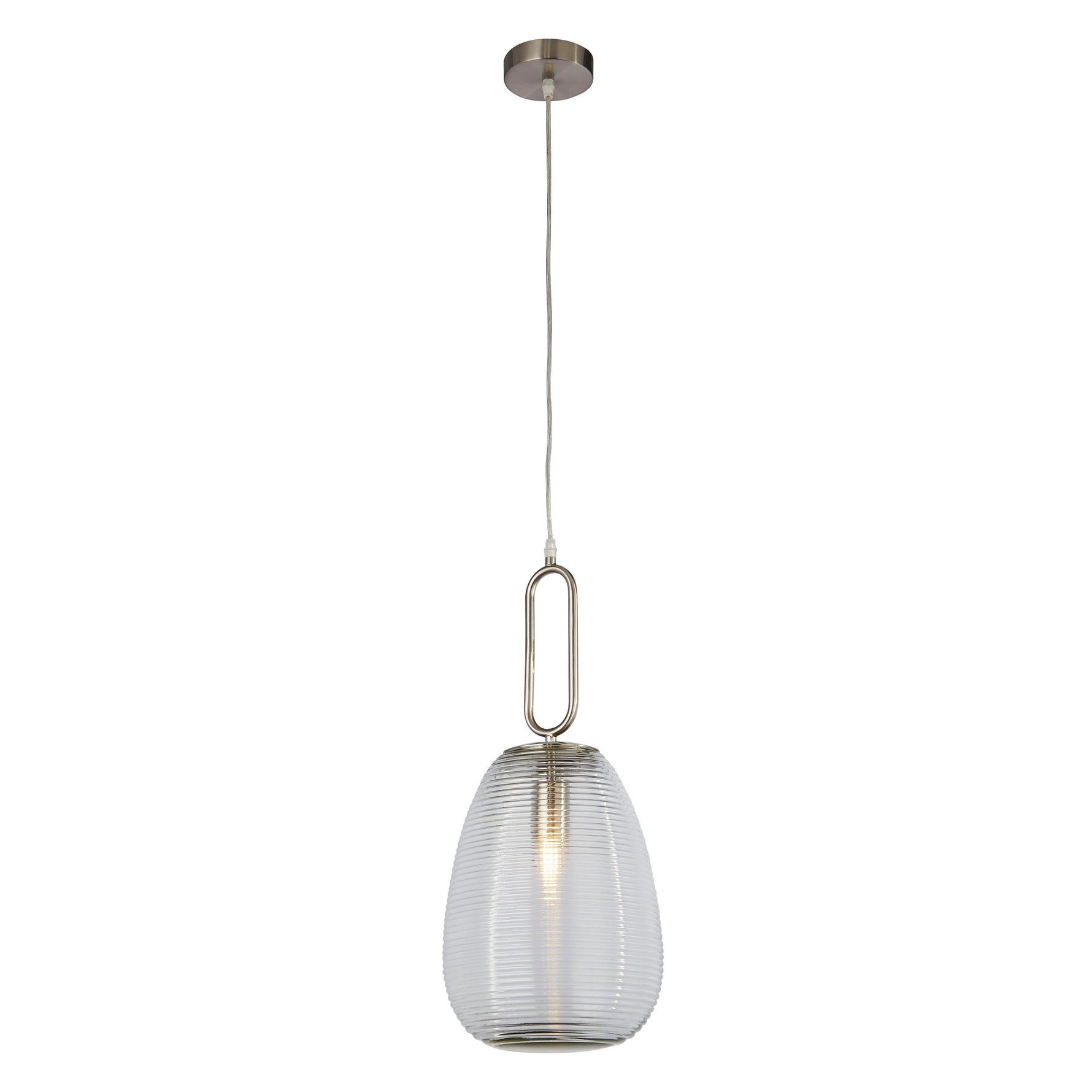 Elixir Pendant - Satin Nickel Metal & Ribbed Glass