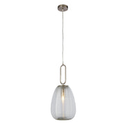 Elixir Pendant - Satin Nickel Metal & Ribbed Glass