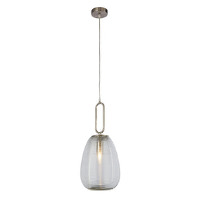 Elixir Pendant - Satin Nickel Metal & Ribbed Glass