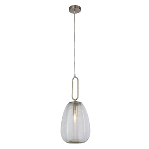 Elixir Pendant - Satin Nickel Metal & Ribbed Glass