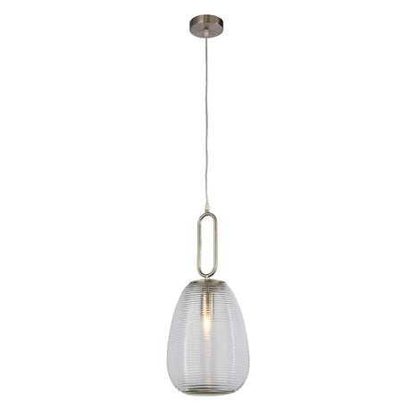 Elixir Pendant - Satin Nickel Metal & Ribbed Glass