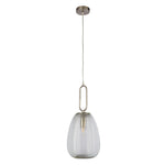 Searchlight Electric Elixir Pendant - Satin Nickel Metal & Ribbed Glass 43581-1SN