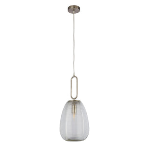Searchlight Electric Elixir Pendant - Satin Nickel Metal & Ribbed Glass 43581-1SN