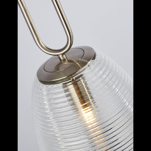 Searchlight Electric Elixir Pendant - Satin Nickel Metal & Ribbed Glass 43581-1SN