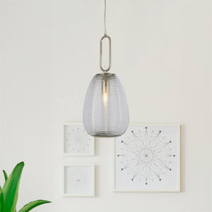 Searchlight Electric Elixir Pendant - Satin Nickel Metal & Ribbed Glass 43581-1SN