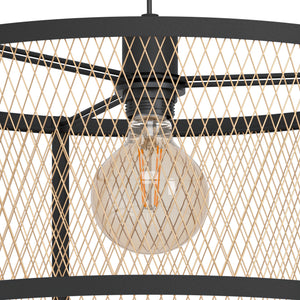 Eglo EU Dellow Single Pendant Light E27 Black Brass