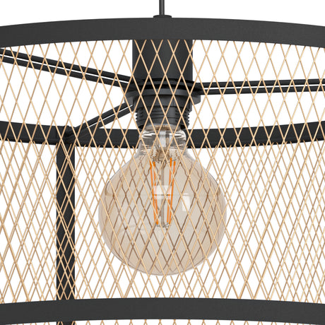 Eglo EU Dellow Single Pendant Light E27 Black Brass