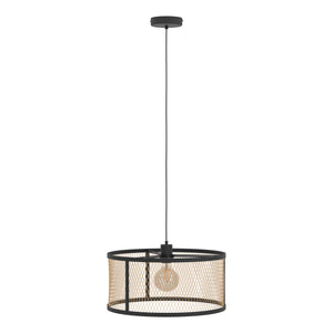 Eglo EU Dellow Single Pendant Light E27 Black Brass