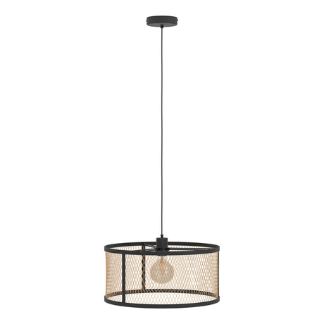 Eglo EU Dellow Single Pendant Light E27 Black Brass