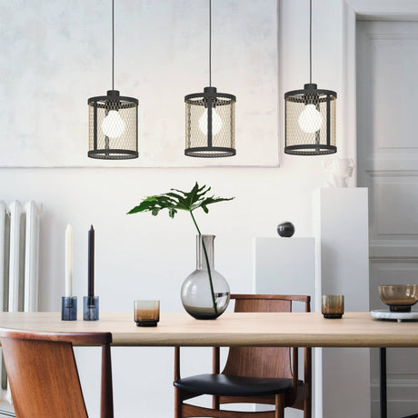 Eglo EU Dellow Steel Black & Brass Contemporary 3-Light Pendant