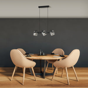Eglo EU Hornwood 2 Black Steel & Wood 3-Light Pendant