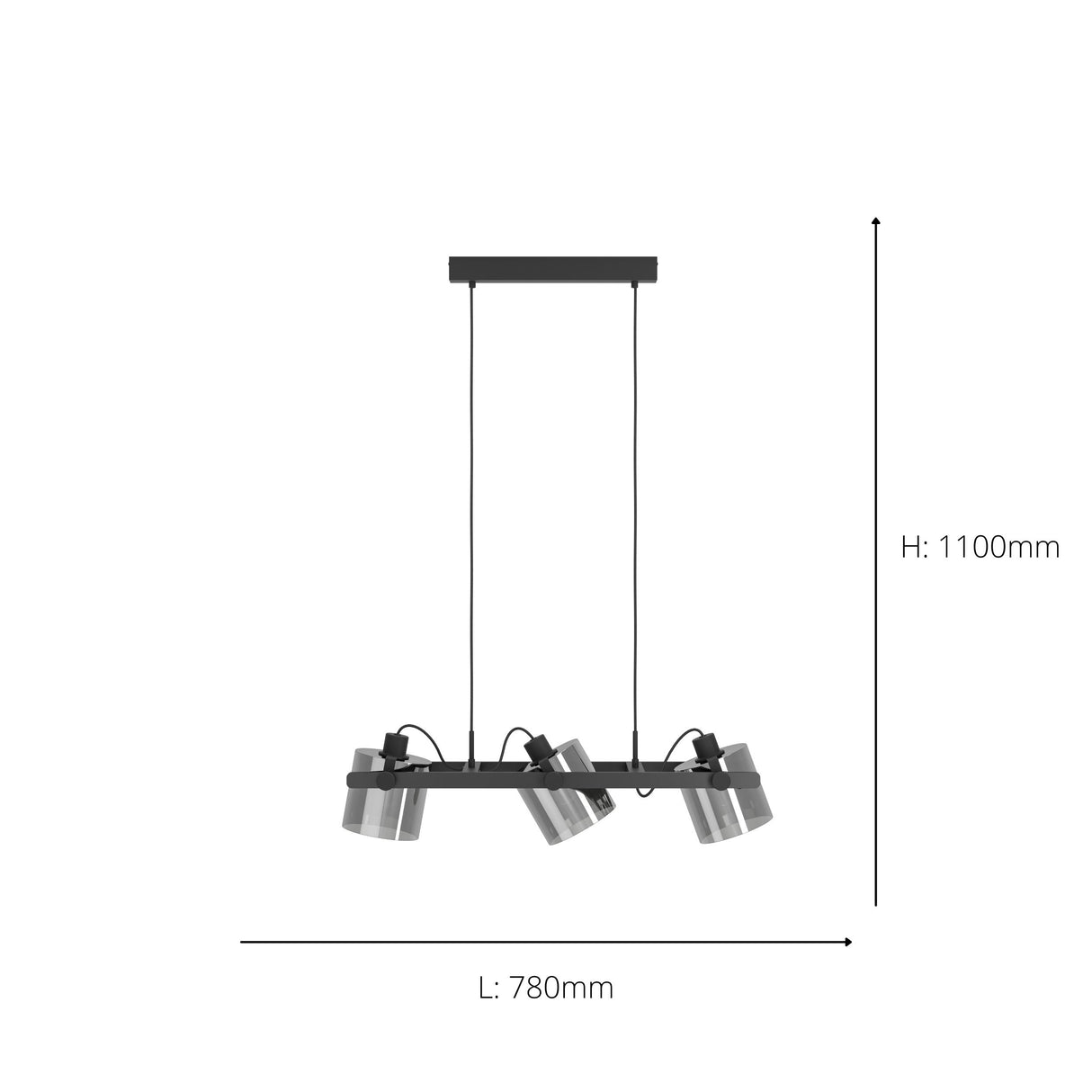 Eglo EU Hornwood 2 Black Steel & Wood 3-Light Pendant