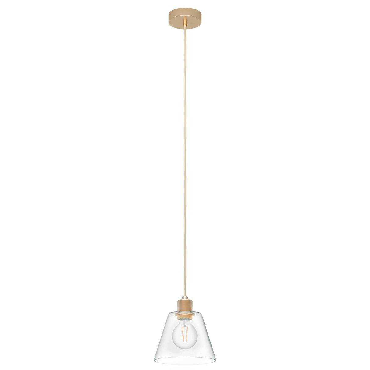 Eglo EU Copley 1-Light Clear and Gold Ceiling Pendant (D) 20cm