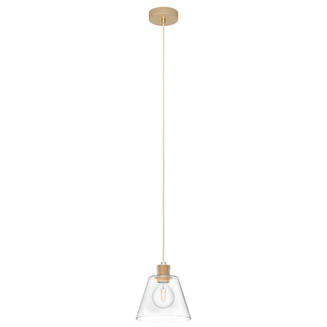 Eglo EU Copley 1-Light Clear and Gold Ceiling Pendant (D) 20cm