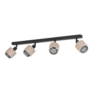 Eglo EU Rosley Black Steel & Natural Linen Fabric Minimalist 4-Light Spotlight