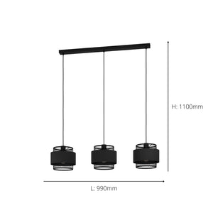 Eglo EU Bazely 3 Steel Black Modern 3-Light Pendant