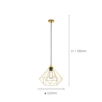 Eglo EU TARBES Pendant Ceiling Light – Vintage Brushed Brass Steel Shade, E27, Height Adjustable, Indoor Lighting product image - Endon Lighting from First Light Direct with great prices and fast UK delivery