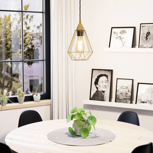 Eglo EU TARBES Pendant Light – Brushed Brass Steel, E27, Vintage Indoor Lighting