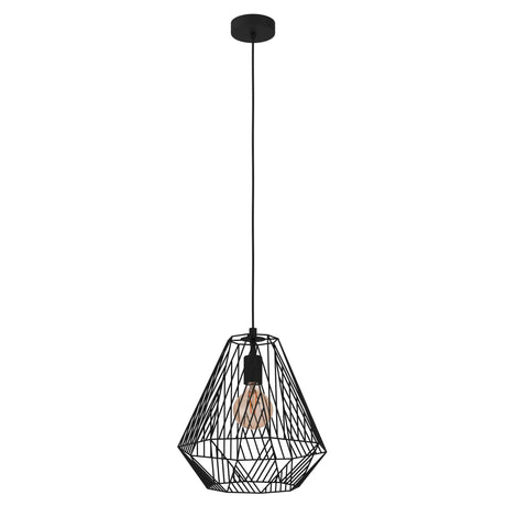 Eglo EU STYPE Pendant Ceiling Light – Vintage Black Steel Dome, E27, Height Adjustable, Indoor Lighting
