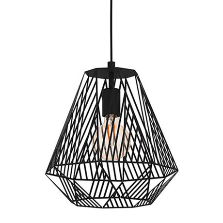 Eglo EU STYPE Pendant Ceiling Light – Vintage Black Steel Dome, E27, Height Adjustable, Indoor Lighting