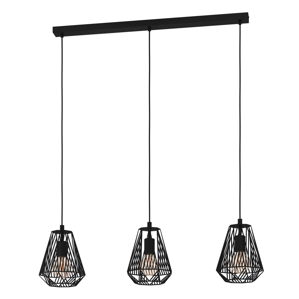 Eglo EU Stype Industrial Black Steel 3-Light Pendant