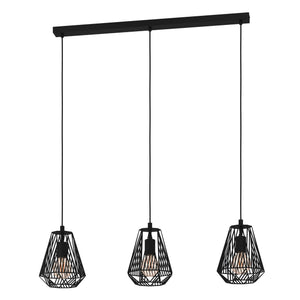 Eglo EU Stype Industrial Black Steel 3-Light Pendant