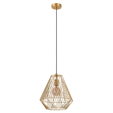 Eglo EU STYPE Pendant Ceiling Light – Vintage Gold Steel Dome, E27, Height Adjustable, Indoor Lighting