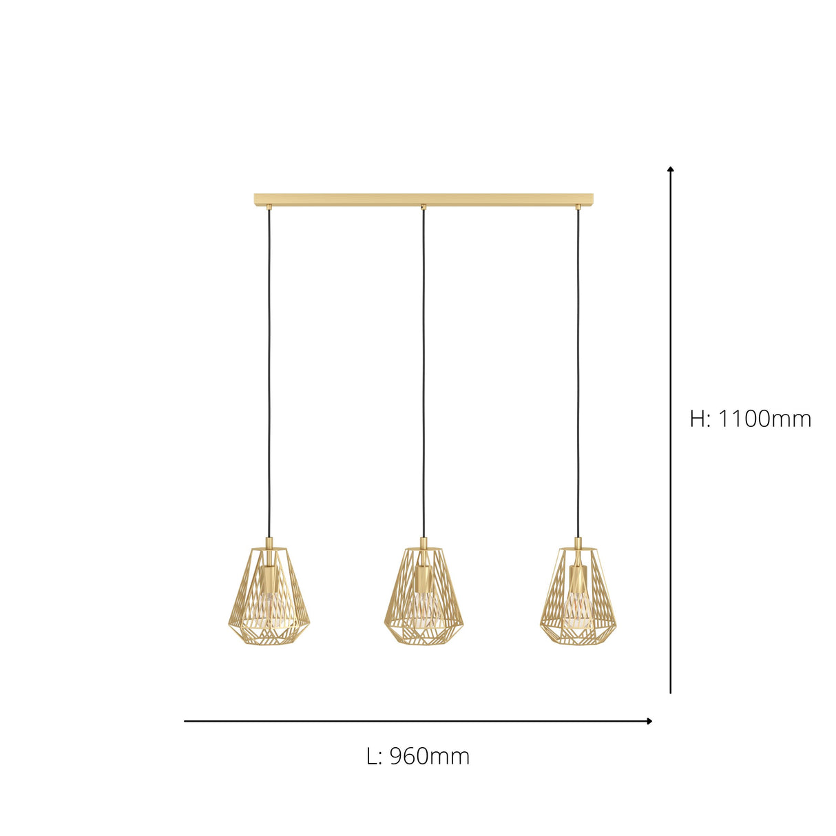 Eglo EU Stype Industrial Gold-Coloured Steel 3-Light Pendant
