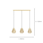Eglo EU Stype Industrial Gold-Coloured Steel 3-Light Pendant