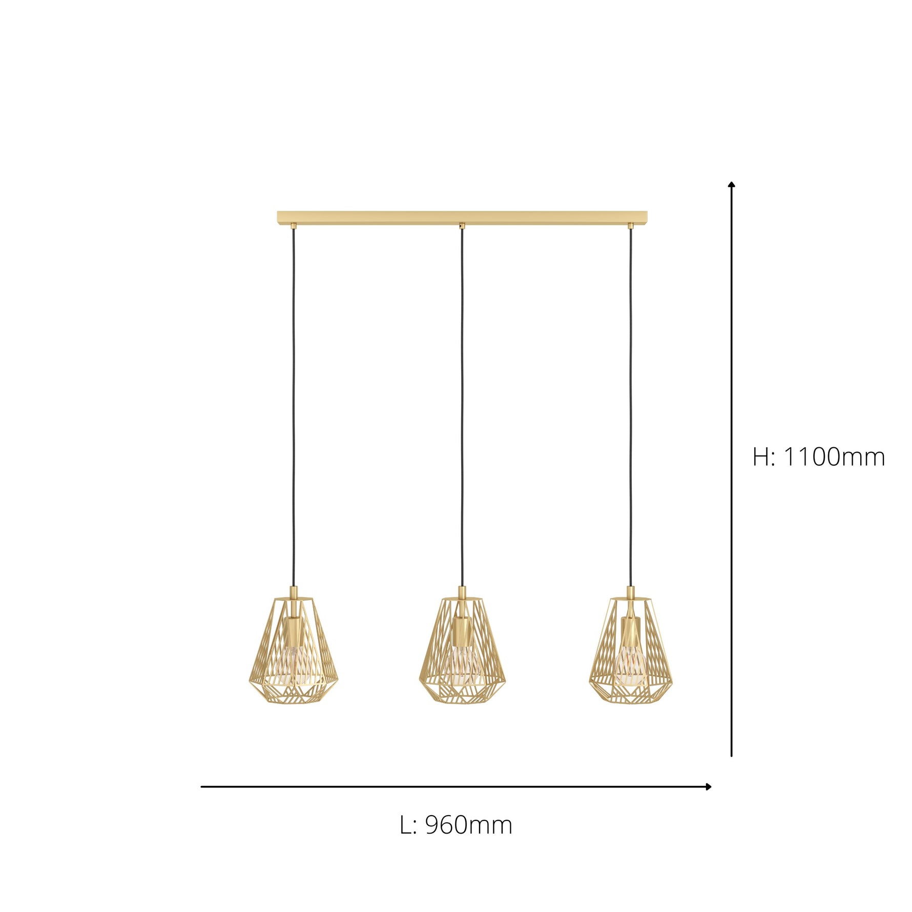 Eglo EU Stype Industrial Gold-Coloured Steel 3-Light Pendant