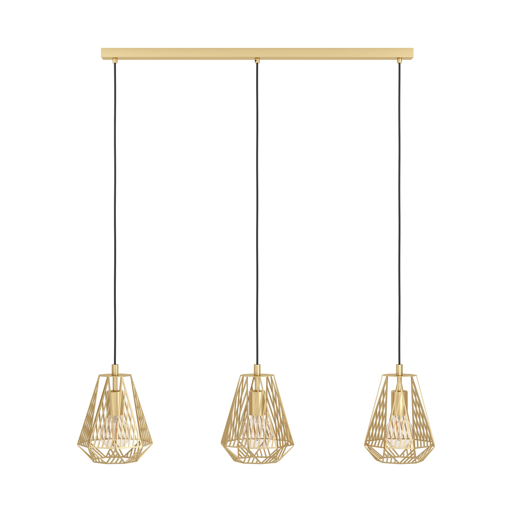 Eglo EU Stype Industrial Gold-Coloured Steel 3-Light Pendant