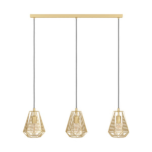 Eglo EU Stype Industrial Gold-Coloured Steel 3-Light Pendant