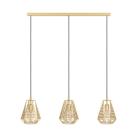 Eglo EU Stype Industrial Gold-Coloured Steel 3-Light Pendant