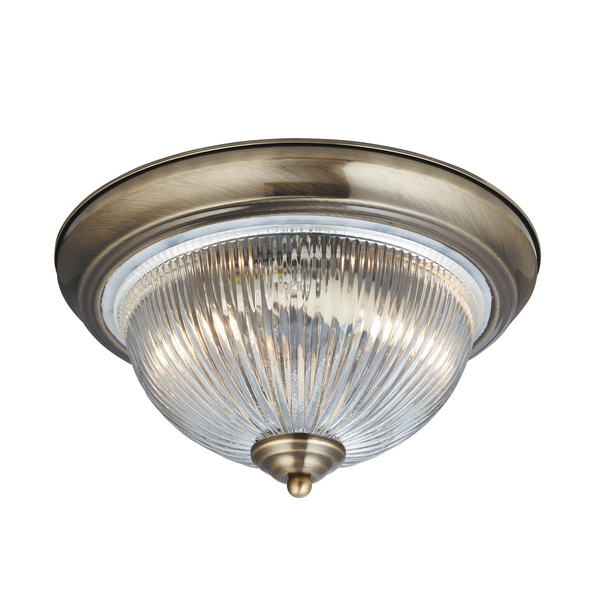 Searchlight Electric American Diner Flush -Antique Brass & Clear Glass 4370