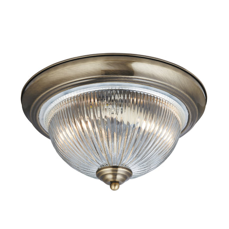 Searchlight Electric American Diner Flush -Antique Brass & Clear Glass 4370