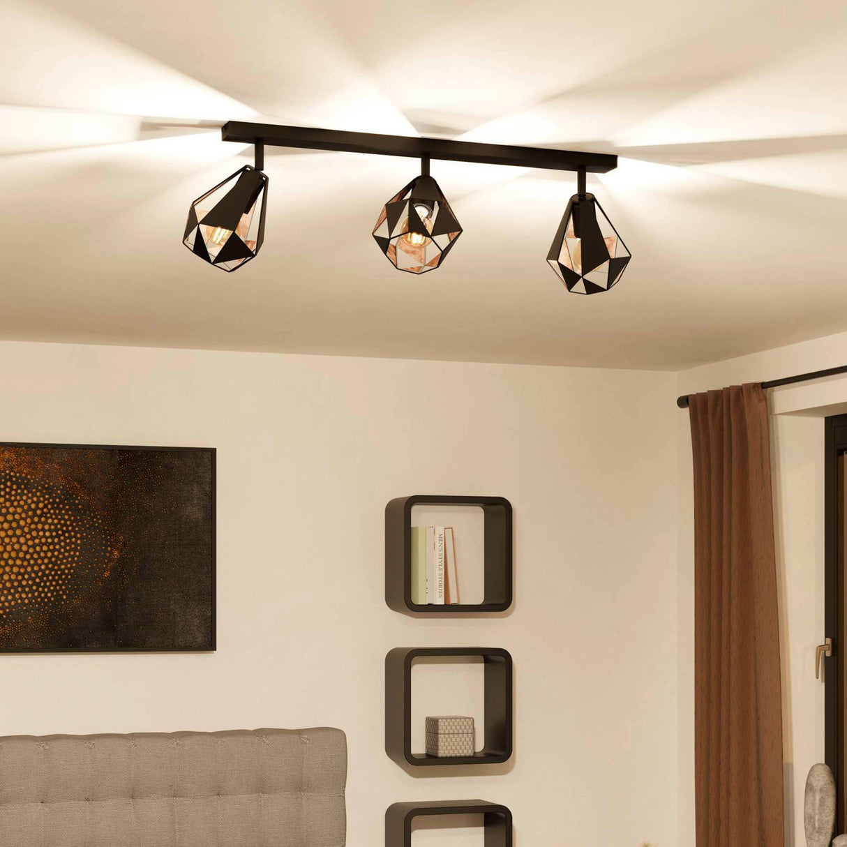 Eglo EU Carlton 7 3-Light Spotlight E27 Copper Antique