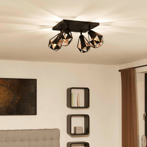 Eglo EU Carlton 7 4-Light Spotlight E27 Copper Antique