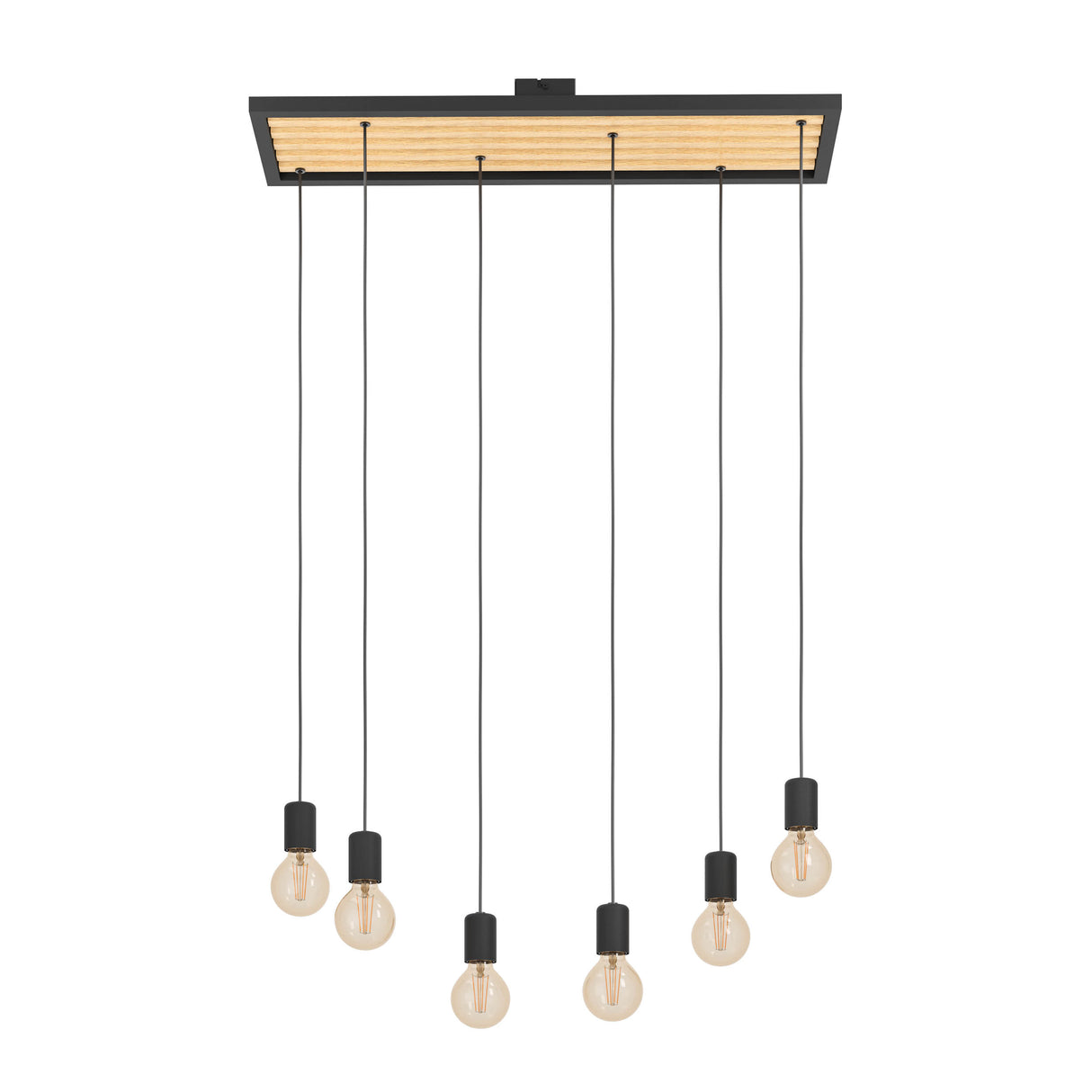 Eglo EU Consett 6 Set Pendant Light E27 Black and Wood