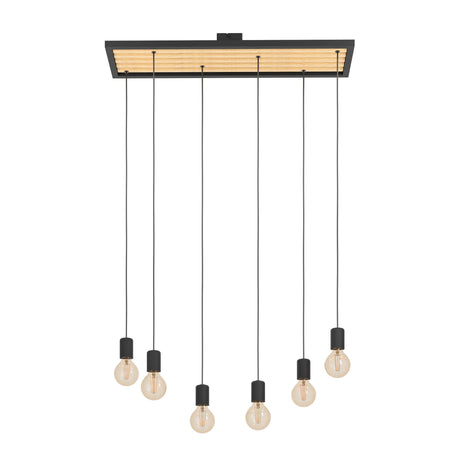Eglo EU Consett 6 Set Pendant Light E27 Black and Wood