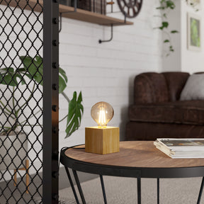 Eglo EU Prestwick 2 Table Lamp Wood Brown 